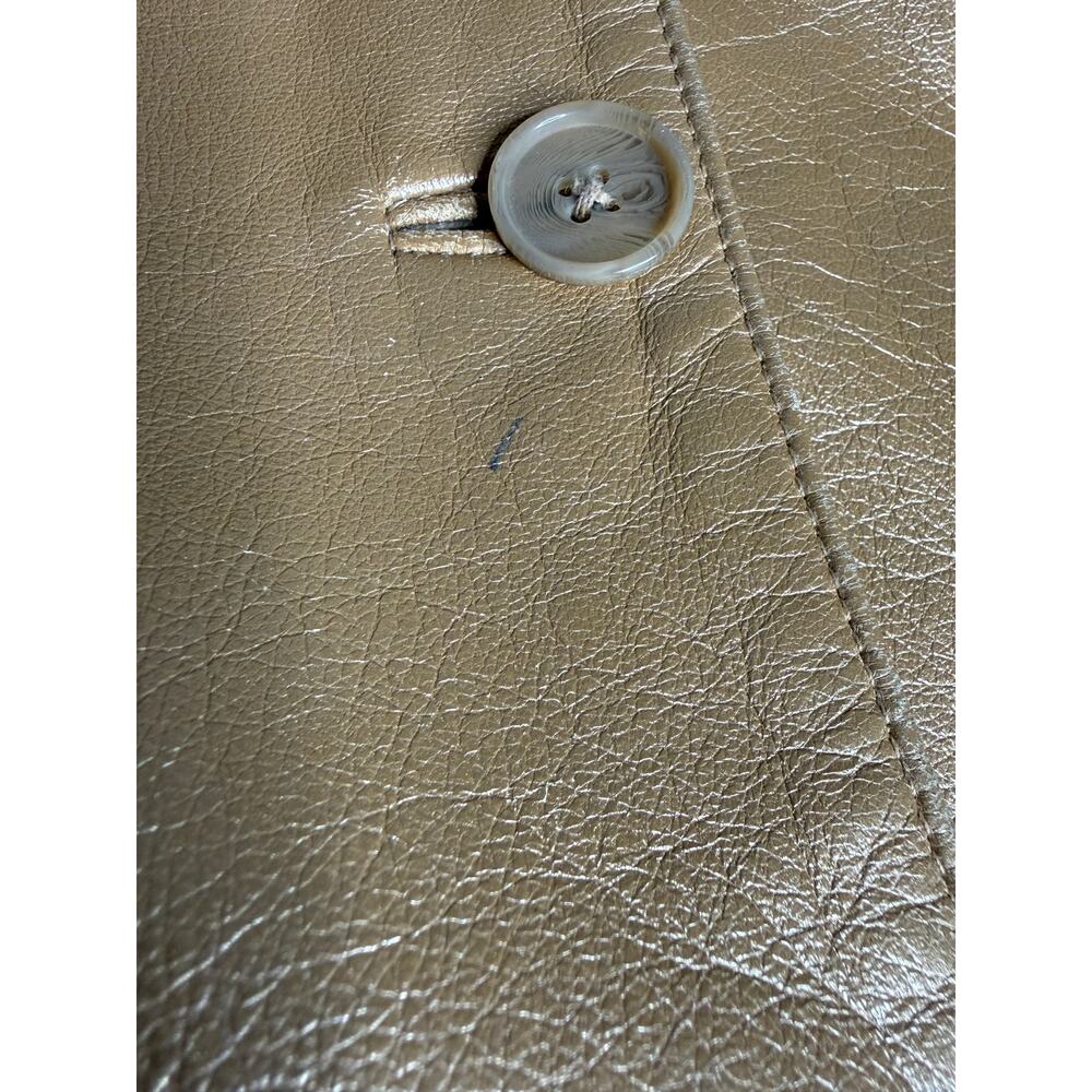 Metallic Gold Leather Coat|Vintage Tailored Statement Jacket Y2K - Picture 7 of 10